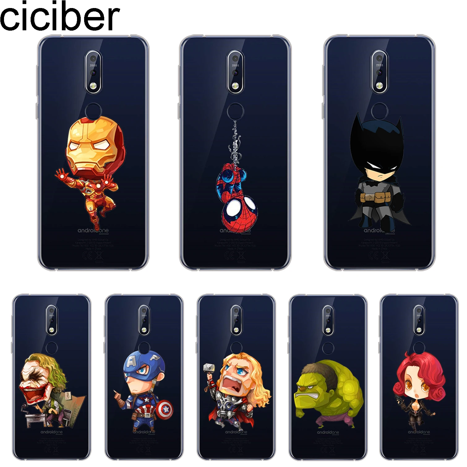 

ciciber For Nokia 8 7 7.1 6 6.1 5 5.1 3 3.1 2.1 Plus Phone case For Nokia X7 X6 X5 X3 Cover Soft TPU DC Marvel Coque Fundas Capa