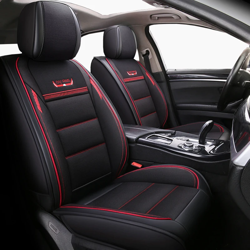 

(Front+Rear)Leather&Flax auto seat covers for Audi a3 a4 b6 b8 a6 a5 q7 beige coffee soft car seat covers brand bmw auto styling