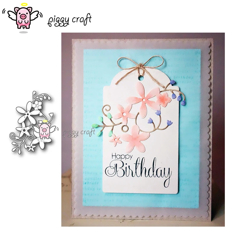 

Piggy Craft metal cutting dies cut die mold Leaves flowers Scrapbook paper craft knife mould blade punch stencils dies