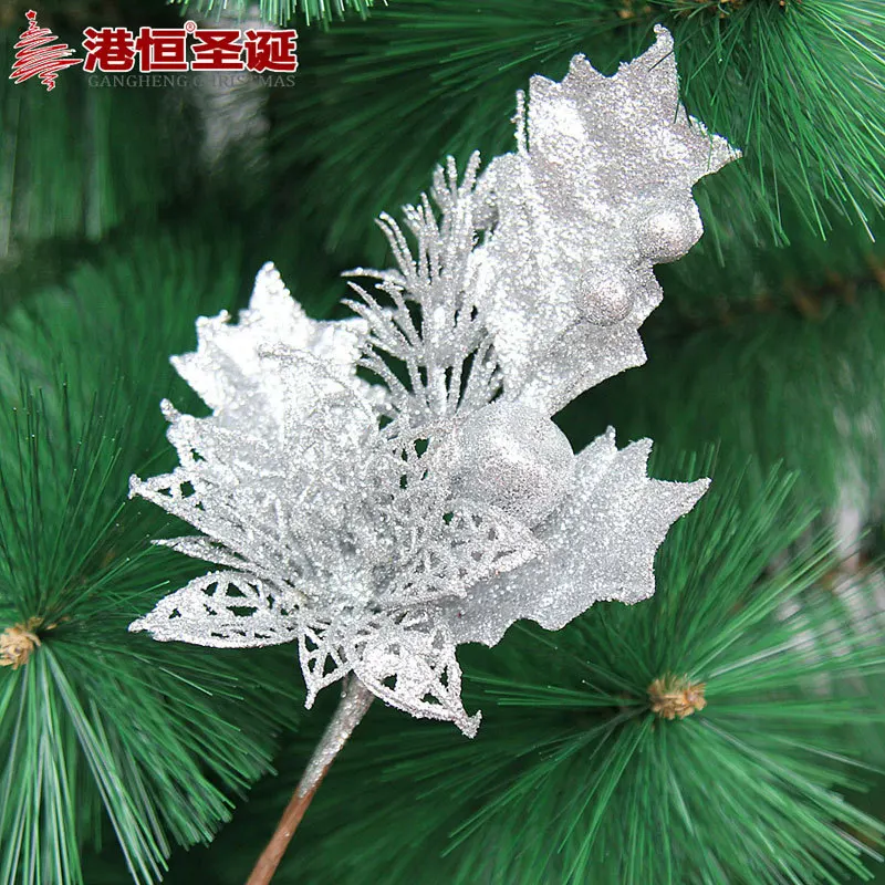 gold silver blue artificial christmas flowers decoration plastic christmas tree ornament decorations shining bling bling flower in trees from home garden - Christmas Flower Decorations gold silver blue artificial christmas flowers decoration plastic christmas tree ornament decorations shining bling bling flower in trees from home garden - Christmas Flower Decorations