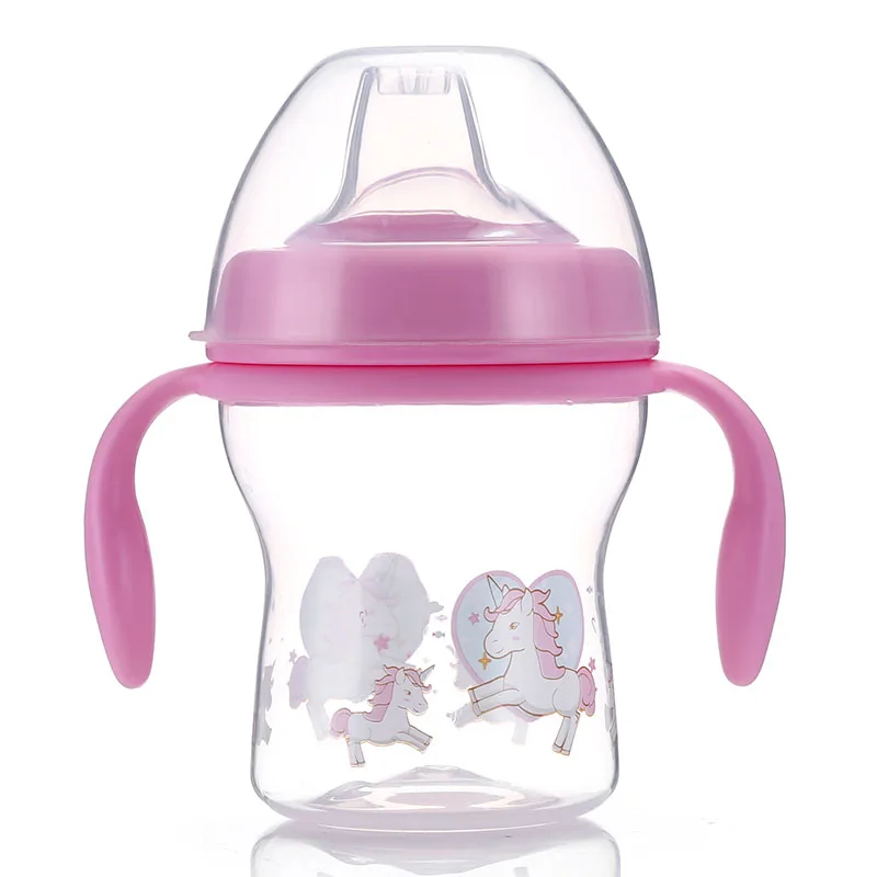 240 мл кружка-непроливайка герметичность безопасности с соской бутылки для новорожденных, малышей, детей тренировочные питьевой бутылки для воды чашки бутылка для воды, молока мягкий рот - Цвет: Pink Horse