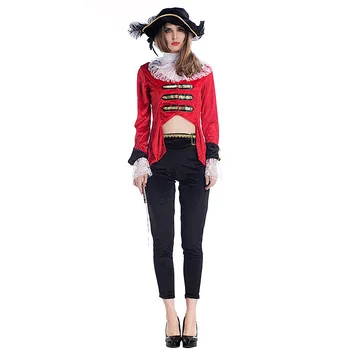 

Women Sexy Pirate Captain Cosplay Costumes Hat Top Pants Neckwear Handwear 5Pcs Set Devil Dueen Cos Halloween Cosplay Costumes