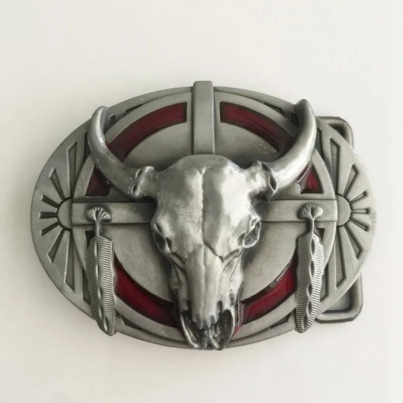 Hot Sale New Handmade Antique Oval Silver Bull Head men&#39;s Belt Buckles for 4cm wide belt Fashion ...