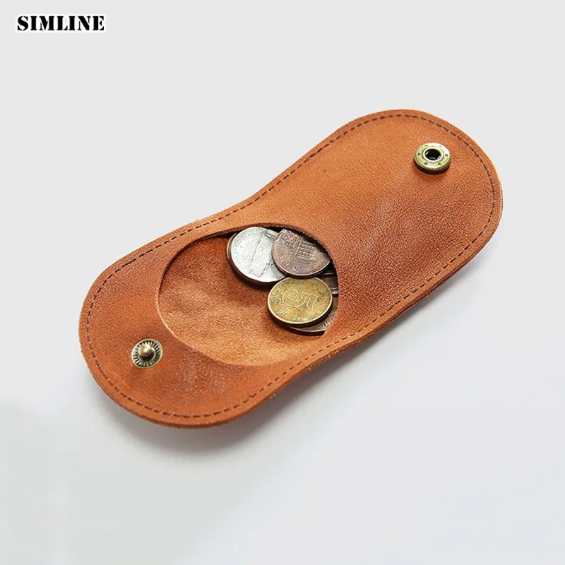 SIMLINE портмоне из натуральной кожи для женщин и мужчин, винтажный мини-кошелек ручной работы из воловьей кожи, кошельки, чехол, сумка-держатель для женщин