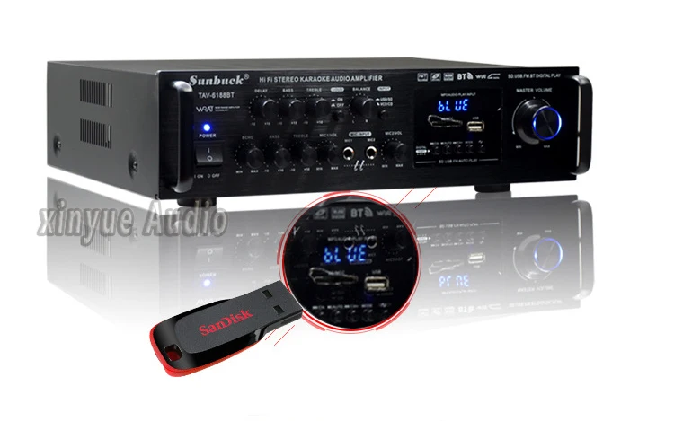 breeze audio sunbuck TAV-6188BT Bluetooth Amplifier SD USB FM Microphone with Remote Control 200W Home Amplifier