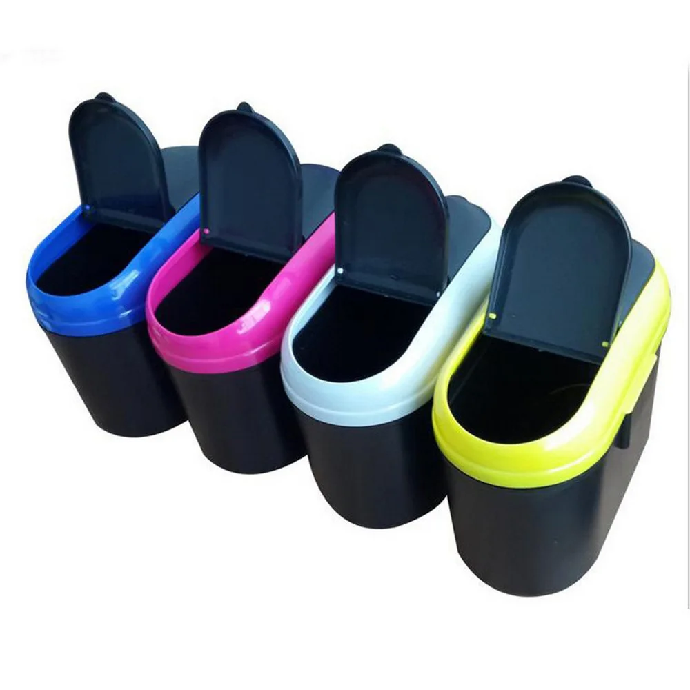 

Mini Flip Car Trash Can Auto Garbage Bin Home Table Trash Can Dust Case Storage Holder Car Decorations 4 Colors
