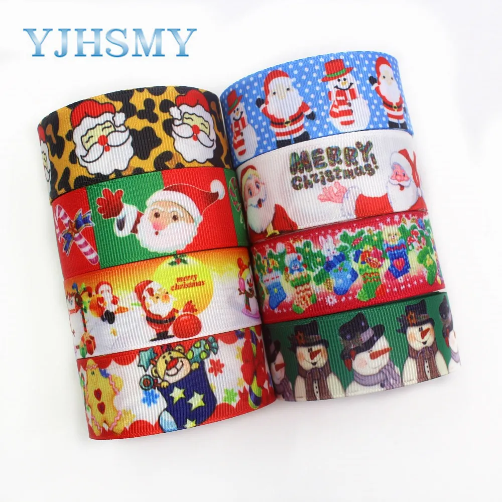 

YJHSMY I-19713-16,25mm,10yards Christmas series Cartoon grosgrain ribbons,bow cap accessories and decorations,DIY materials