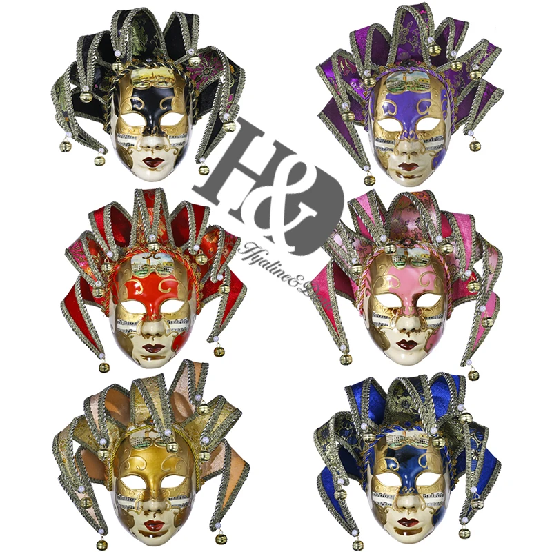

H&D Hand Painted Volto Resin Music Venetian Mask Jester Masquerade Wall Mask Carnival Costume Fanshaped Mask Mardi Gras Decor