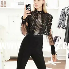 Новинка года; комбинезон с воздушным шаром и рукавами; женский сетчатый комбинезон в стиле пэчворк; Стрейч-туника; кружевные комбинезоны для женщин; Boho; боди; размеры S, M, L