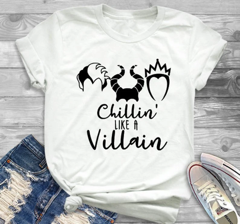 

Chillin like a Villain t-shirt vintage camisetas street style grunge tumblr graphic quote women aesthetic funny cotton tees tops