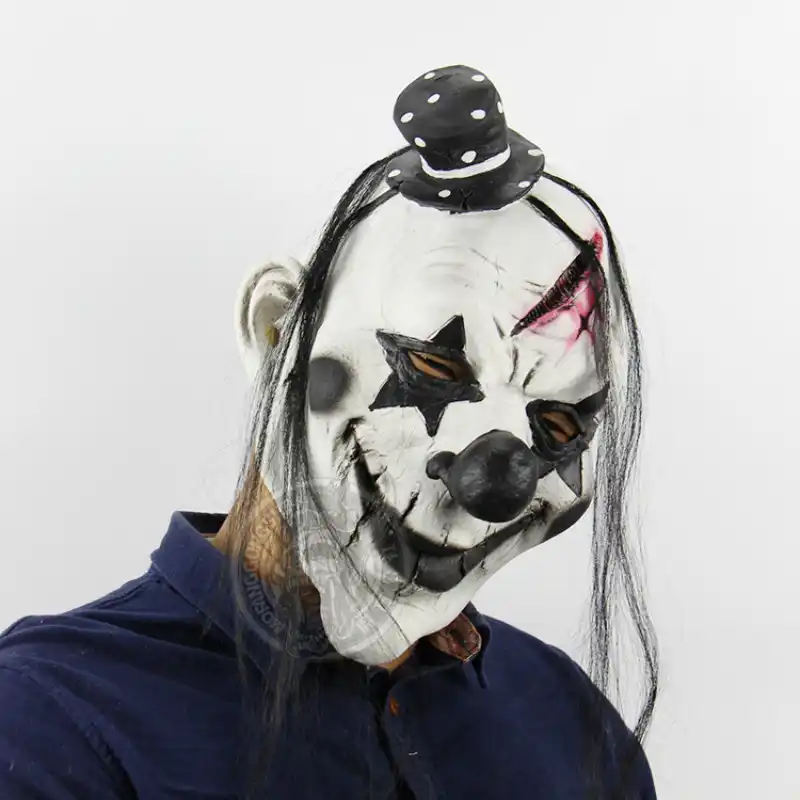scary clown mask adult latex ugly halloween mask white hair