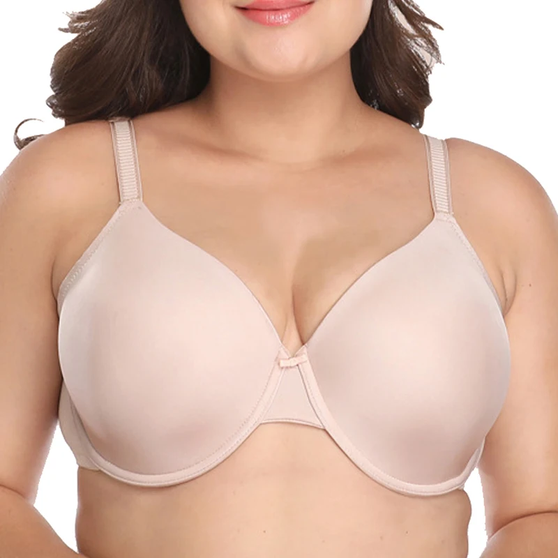 

32 34 36 38 40 42 44 46 B C D DD E F G H I Women Seamless Smooth Plus Size Full Coverage Essential Underwire T-Shirt Plunge Bra