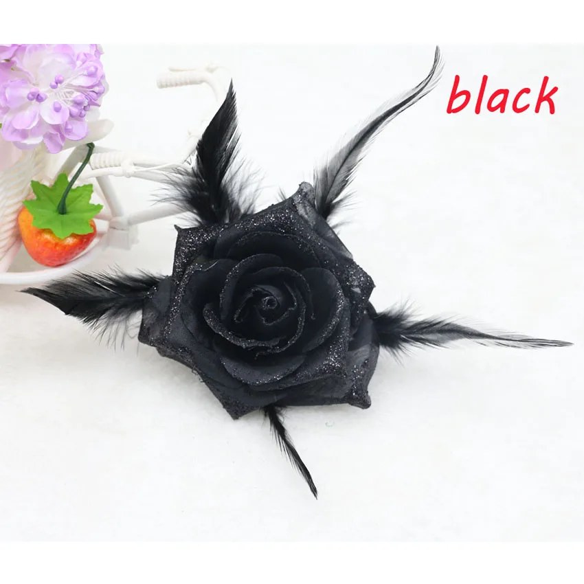 1 шт. Black Rose корсаж блеск головной убор цветок Перо чародей Hairband брошь запястье цветок - Цвет: A