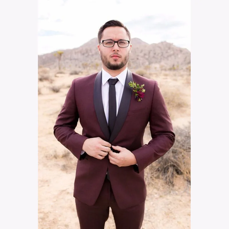 2017 Classic Shawl Black Mens Suits Tuxedos Bridegroom