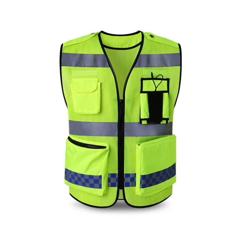 

Unisex High Visibility Reflective Vest Multi Pockets Construction Safety Vest Solid Night Outwear Working Security Vests