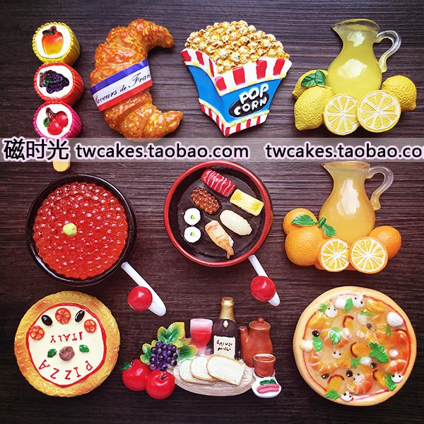 

Creative Food Pizza Bread Sushi Popcorn Popsicle Refrigerator Magnet 3d Fridge Magnet Sticker Travel Souvenir Kitchen Decoration