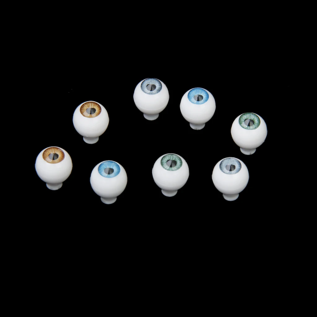 Pack of 4 Pairs Round Acrylic Doll Eyes Eyeballs 8mm Brown Blue Green Tan 