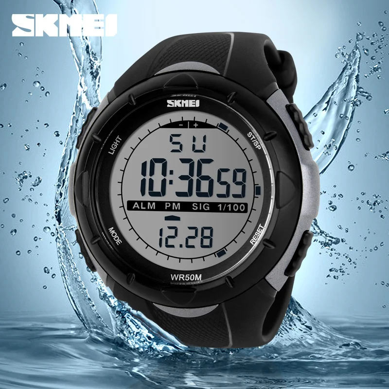 SKMEI Роскошные Брендовые мужские цифровые светодиодные спортивные часы для плавания модные повседневные военные наручные часы с резиновым ремешком relogio masculino
