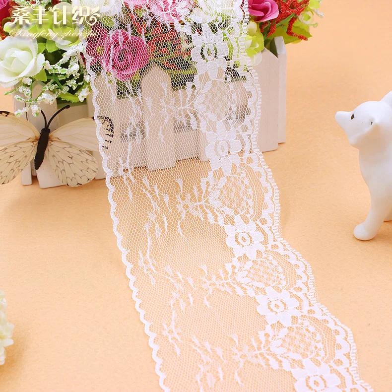 

10yards 9cm wide non-elastic underwear lace trimming non-stretch lace ribbon for wedding dress french lace fabric