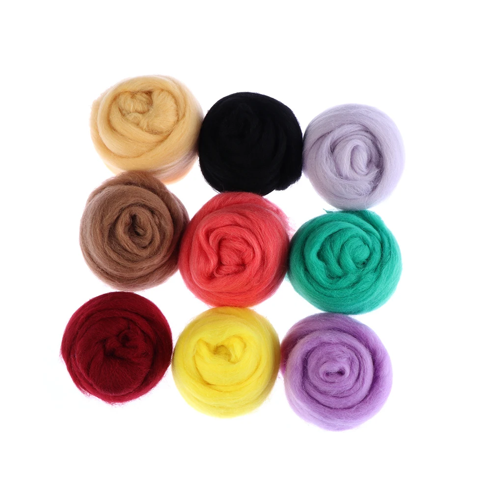 

1 PC 30 Colors Wool Corriedale Needlefelting Top Roving Dyed Spinning Wet Felting Fiber Sewing DIY Handcraft 20g