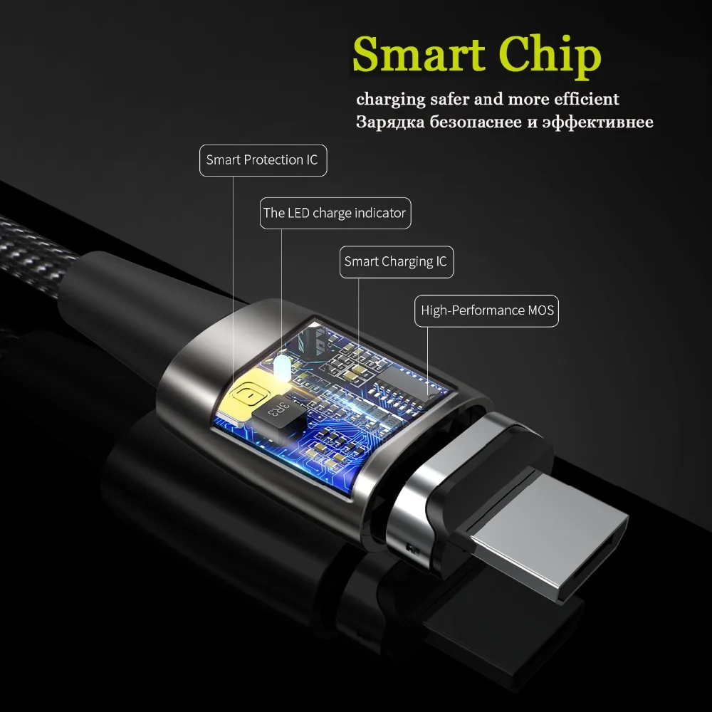 Магнитный зарядный кабель WSKEN X1Pro для iPhone зарядное устройство с Micro USB кабелем 3A