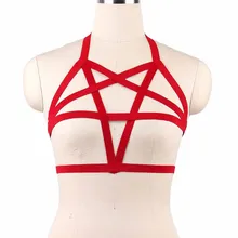 Красный ремень клетка Выдалбливают бюстгальтеры с ремешками Эластичный Бандаж Бюстгальтер для тела Пром танец рейв