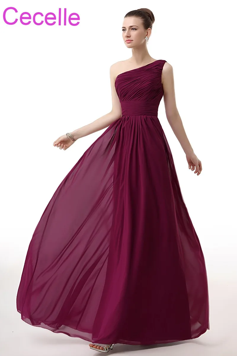 Purple Long Beach Bridesmaid Dresses 2018 One Shoulder A Line Ruched Purple Long Beach Bridesmaid Dresses 2018 One Shoulder A Line Ruched Chiffon Wedding Party Dress Custom Maids Of Honor Dres