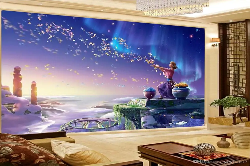 3d цифровая печать обои Девушка с естественной красотой крыльцо фон стены