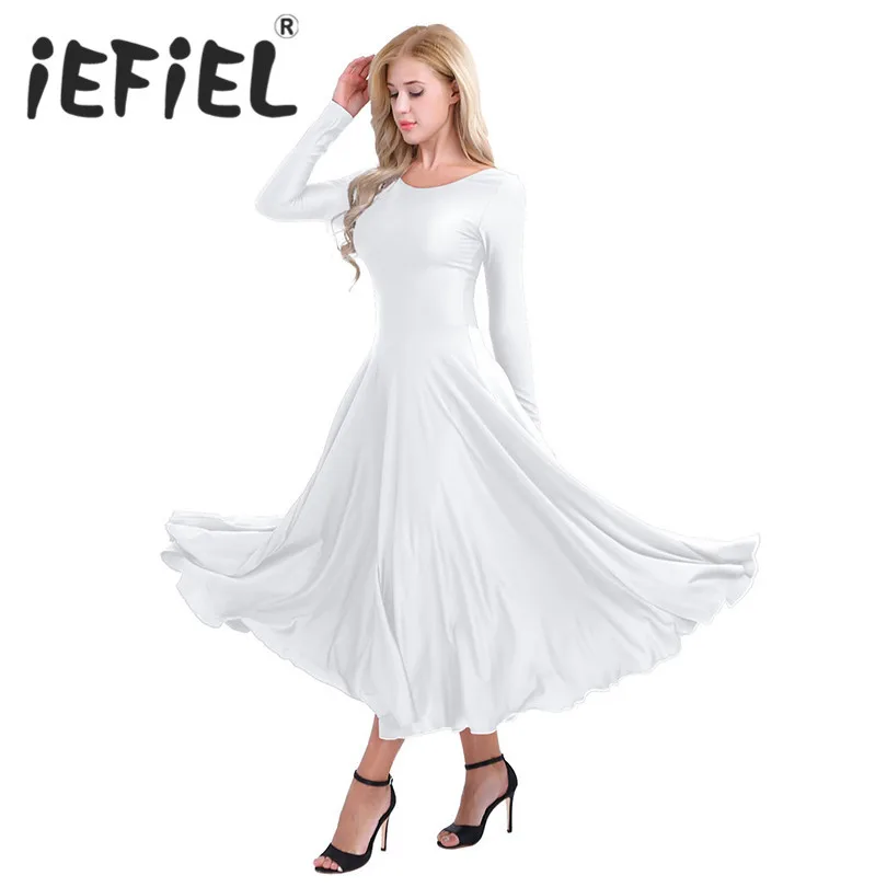 Women/'s Adult Long Sleeve Loose Fit Liturgical Praise Dance Tea Swing Long Dress