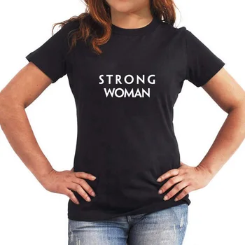 

ONSEME Strong woman Letters female T-shirt Summer top hipster cotton Camisetas Mujer Harajuku Short tshirt women Clothes Q-581
