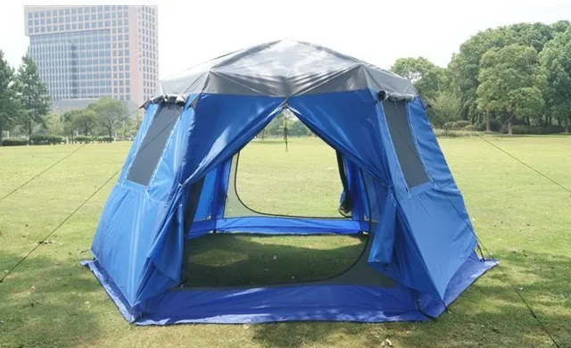 Cheap 5-8 person Large automatic quick opening waterproof sunscreen hexagonal double layer triple play camping tent