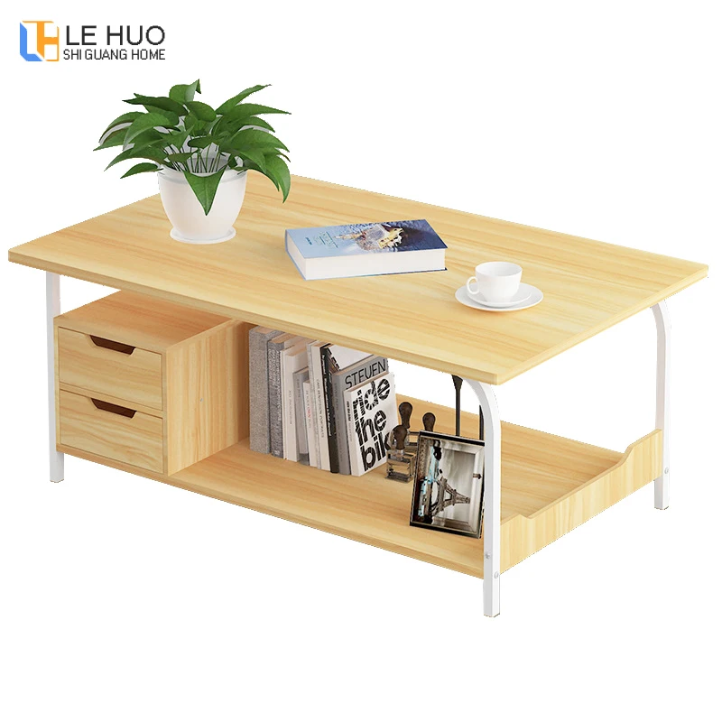 Nordic Wood Double Layer Rectangle Sofa Coffee Table Living Room Side Small Dining End Home Furniture