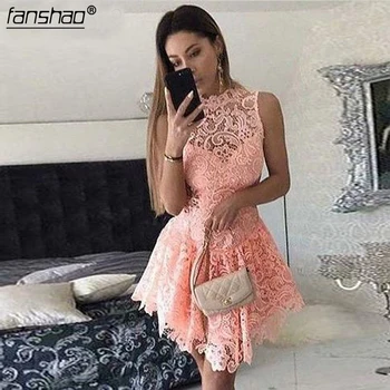 

Lace Homecoming Dresses Vintage A-line Homecoming Dress Illusion Elegant Cocktail Dresses