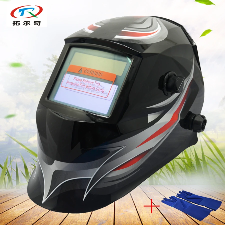 Safety black Welding Helmet Solar and Battery Auto Darkening welding
