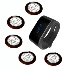 SINGCALL queue system waiter caller 1 waterproof watch receiver and 5 buzzer buttons for coffee or tea house,restaurants