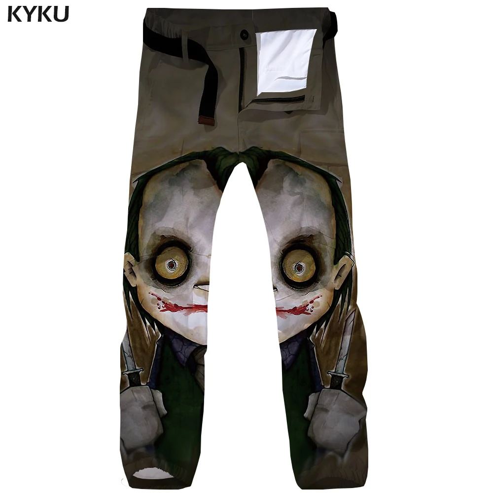KYKU Brand Halloween Cargo Pants Men Cosplay 3d Print Pants Witch Britches Gothic Straight Skull