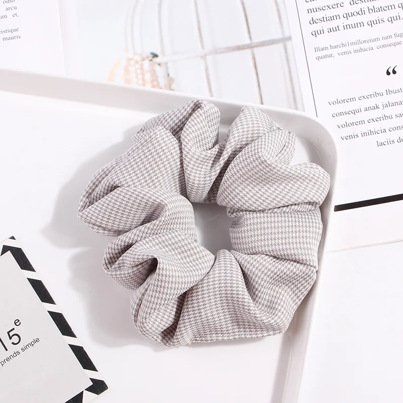 Cute Classic Scrunchie Stretch Headband Dot Plaid Scrunchies Women Elastic Hair Band Girls Hair Ties Striped Hair Accessories hair clips for fine hair