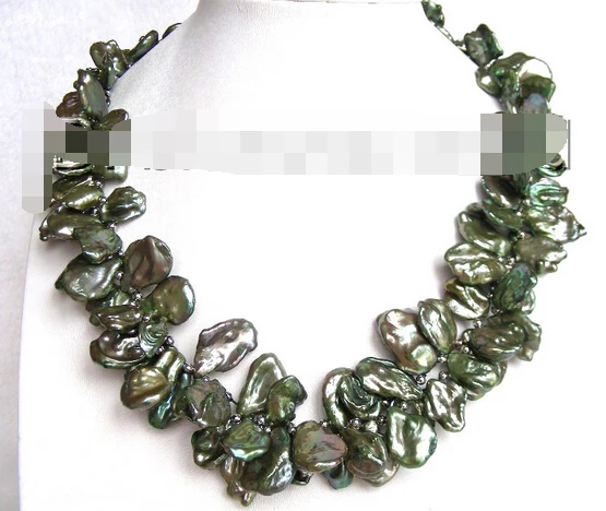 

Jew2496 18mm aerugo nautral southsea Reborn keshi pearls NECKLACE