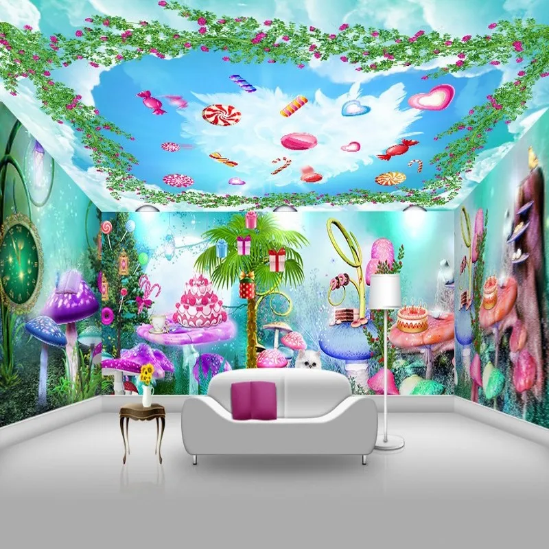 Photo Wallpaper Beautiful Natural Scenery Blue Sky Carton Food 3d Wallpaper Kindergarten Room