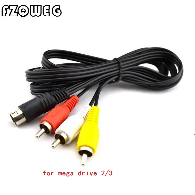 FZQWEG 10pcs New AV Cable 9 pin for SEGA Mega Drive 2 RCA Cord for SEGA