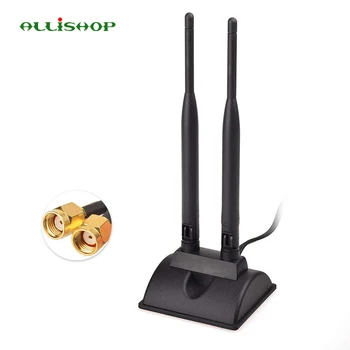 

ALLiSHOP 6.5ft 2.4G / 5.8G Dual Frequency Magnetic Antenna 6dBi with RP SMA Cable 1m Extension for WiFi Antenna WLAN PCI Cards