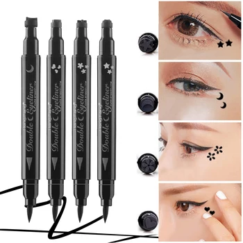 

1Pcs Waterproof Makeup Eyeliner Tattoo Stamp Ink Long Lasting Star Heart Dot Moon Shape Double Headed Cosmetic Tools