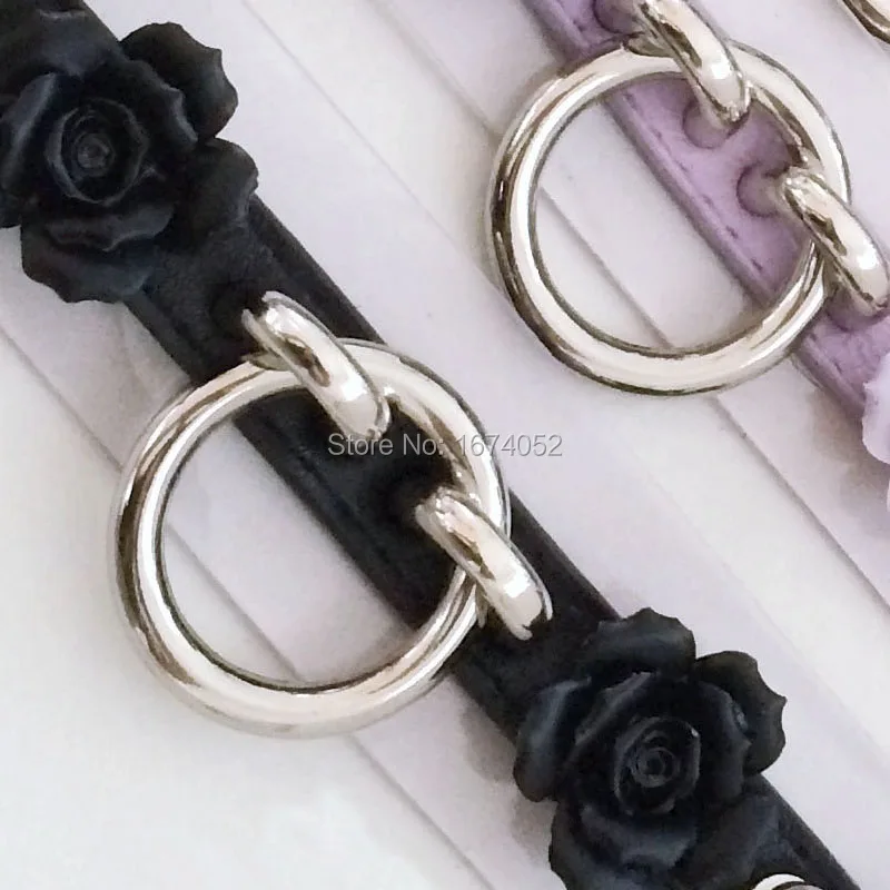 Skup Kawaii Harajuku Handmade Punk Goth duży kwiat róży kolczasty kołnierz O okrągły przezroczysty PVC skórzane winylowe Choker naszyjnik