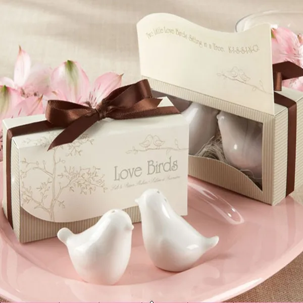 

2016 free shipping Love birds ceramic salt and pepper Shaker wedding favors and gifts 2PCS/1SET SF137