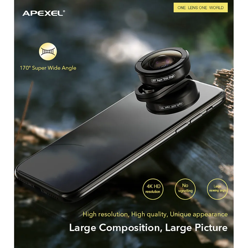 2019 Apexel 170 drgee супер широкоугольный объектив профессиональный HD Универсальный для
