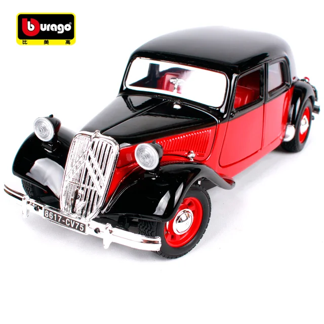 Bburago 1 24 Vintage 1952 Citroen Ta 15cv Red Black Car Cast Open Bburago 1 24 Vintage 1952 Citroen Ta 15cv Red Black Car Cast Open Doors Old Motorcar Collecting Toy Models 22017