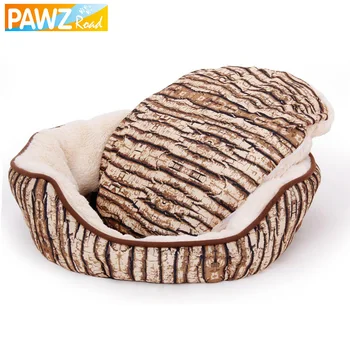 

New Super Cool Soft Pet Kennel Tree Bark Pattern Circle Shape Dog Beds Puppy Cat Warming Winter Nest Bed 3 Sizes Freeshipping