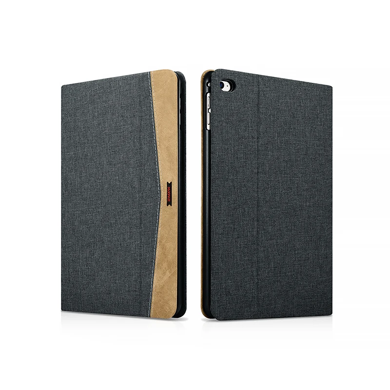 (Черный) XOOMZ Бренд Чехол для iPad mini 4 простая ткань + PC Folio Case Erudition Складная подставка