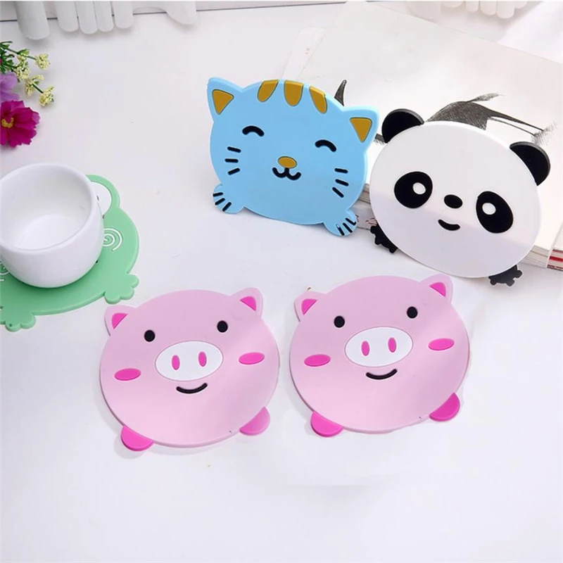 New Creative  1PC Animal Pattern Silicone Cup Drinks Holder Mat Tableware Placemat Wear-resistant hot sale Easy To Use C0228    07