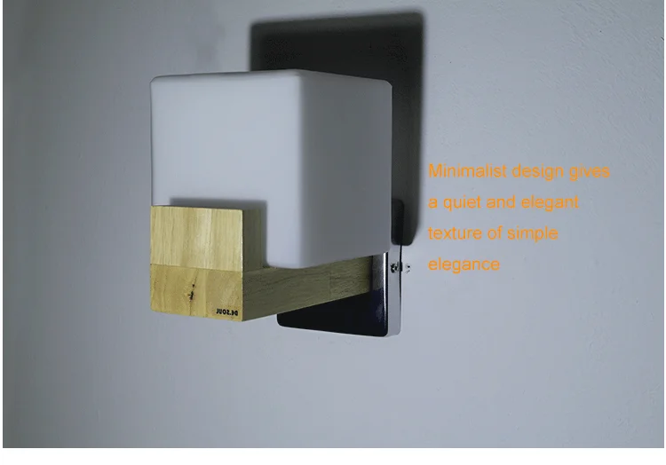 DE.SOUL Japan Style Modern Oak Wood Wall Lamps Cube Sugar Lampshade Bedroom Bedside Wall Light Home Wall Sconce 110-220V_16